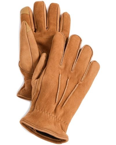 UGG Three-Point Leather Gloves - Brown