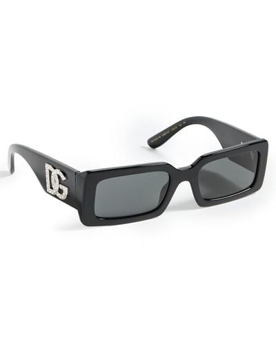 Dolce & Gabbana Narrow Rectangular Sunglasses - Black