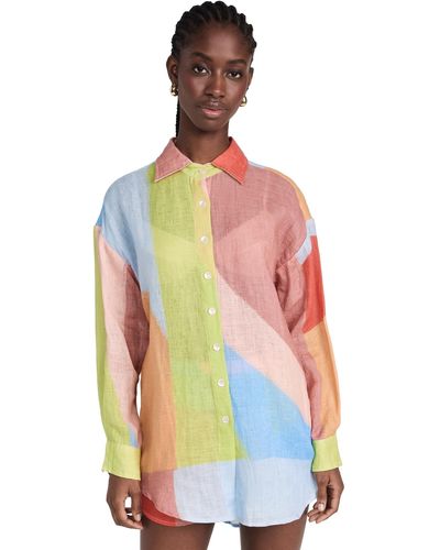 Vitamin A Playa Linen Boyfriend Shirt - Multicolor