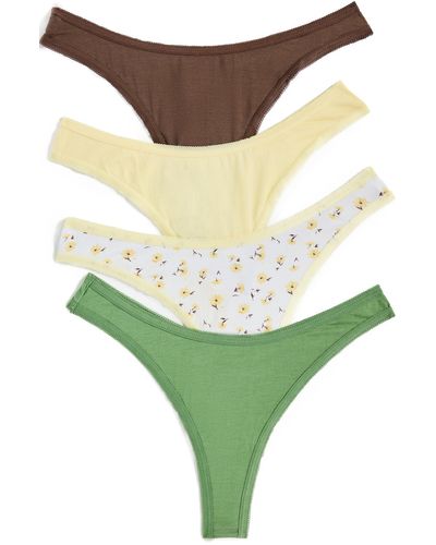 Stripe & Stare Stripe And Stare X Caie Charriere Picot Thong Four Pack Uti - Green
