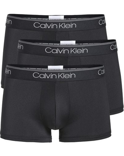 Calvin Klein Cavin Kein Underwear Micro Stretch 3-pack Ow Rise Trunks Back - Black