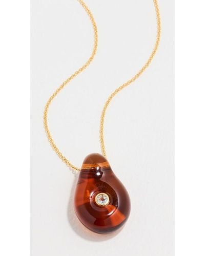 Lizzie Fortunato Muse Pendant Necklace In Amber Brown - Red