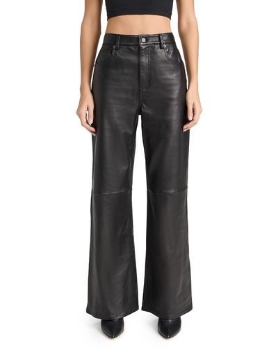 Reformation X Veda Kennedy Wide Leg Leather Pants - Black