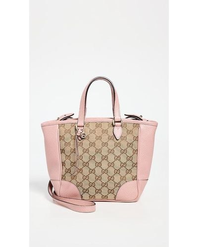 What Goes Around Comes Around Gucci Pink Canvas Bree Top Handle Small Tote