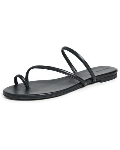 Reformation Ludo Toe Ring Strappy Flat Sandals - Black