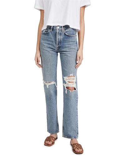 Agolde Lana Mid Rise Straight Jeans - Blue