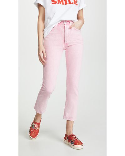 Agolde Hi Rise Riley Crop Jeans - Pink
