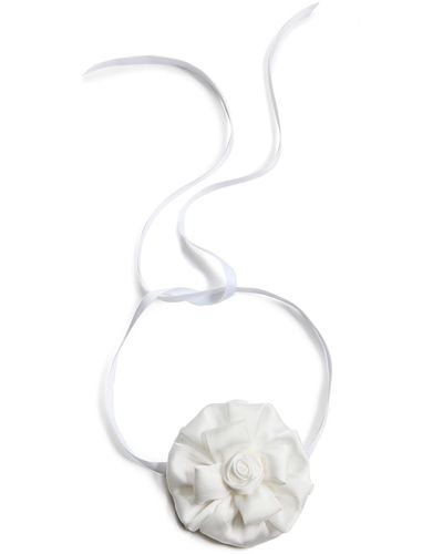 Lele Sadoughi Silk Gardenia Ribbon Choker - White