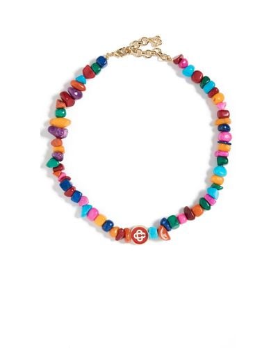 Casablancabrand Nigerian Pebble Stone Monogram Necklace - Multicolor
