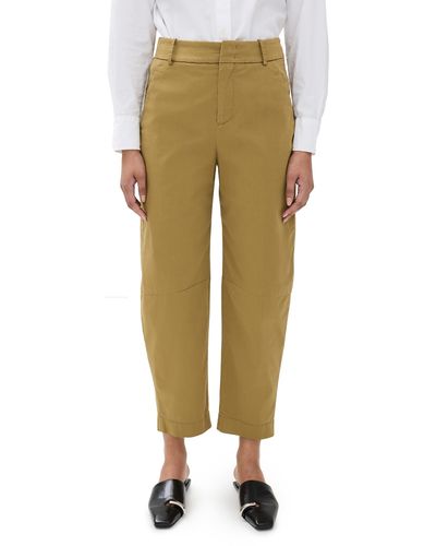 Another Tomorrow Cotton Gabardine Curved Chino Pants - Natural