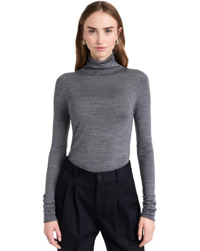 Reformation Faith Merino Fitted Turtleneck Pullover - Black