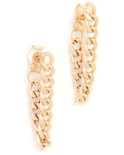 Zoe Chicco 14k Small Curb Chain huggie Earrings - White