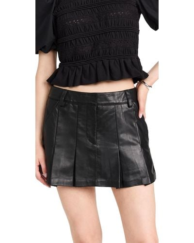 Sea Lilia Leather Mini Pleated Skirt - Black