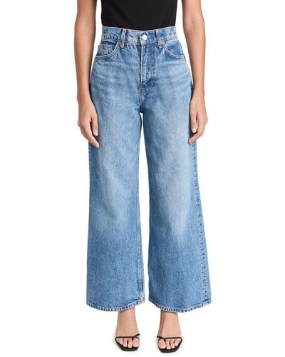 Reformation Cary High Rise Wide Leg Cropped Jeans - Blue