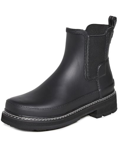 HUNTER Refined Chelsea Stitch Detail Wellington Boots - Black