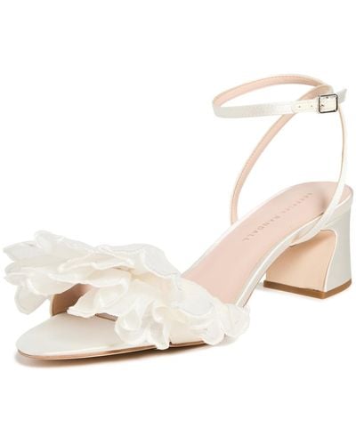 Loeffler Randall Aria Scalloped Ruffle Mid Heel Sandals With Ankle Strap 8 - White