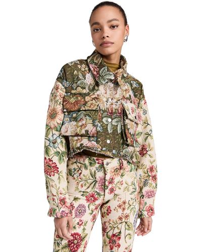 Marques'Almeida Patchwork Brocade Cropped Overshirt - Multicolour