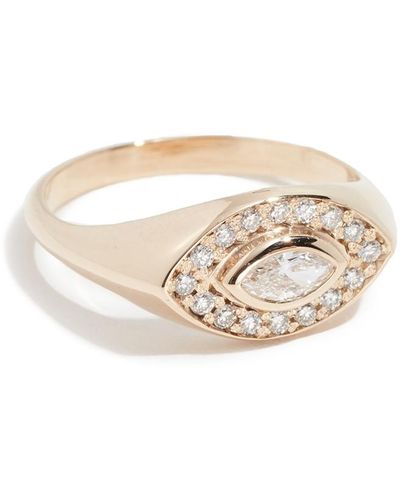 Zoe Chicco 1k Marquis Signet Ring - Metallic
