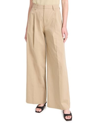 FRAME Pleated Wide Leg Pants - Natural