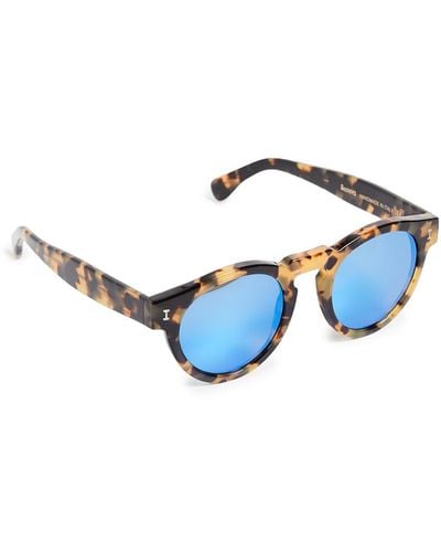 Illesteva Leonard Mirrored Sunglasses - Blue