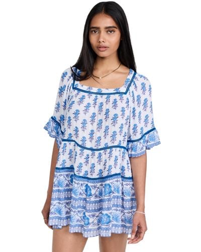 Playa Lucila Drop Waist Border Print Dress - Blue