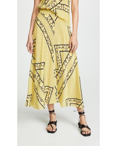 Ganni Hemlock Silk Printed Skirt - Yellow