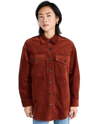 Madewell Adewell Corduroy Twill Oversized Shirt Jacket Stained Ahogany - Red
