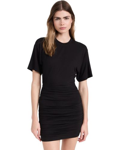 ATM At Anthony Thoas Eio Atte Jersey Short Seeve Ruched Ini Dress Back - Black