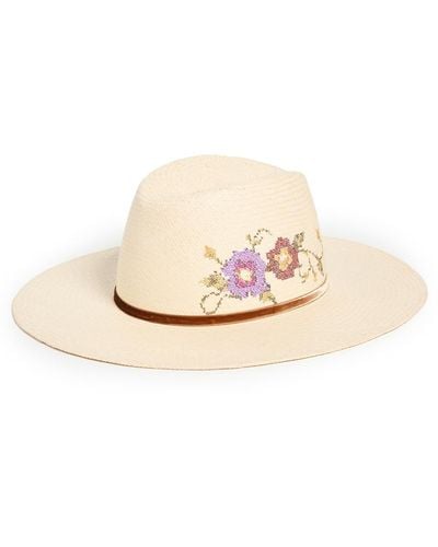 Freya Poppy Cross Stitch Straw Hat Natura - White
