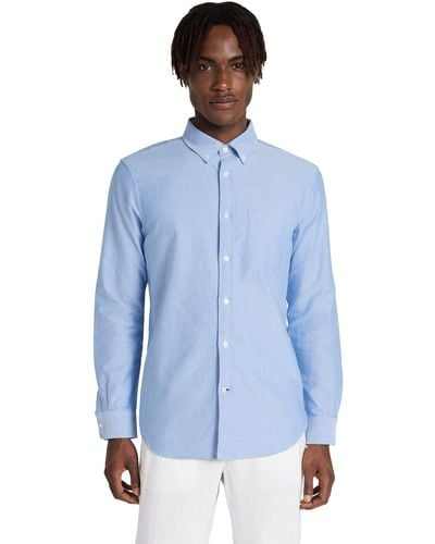 Club Monaco Cub Onaco Ong Seeve Soid Oxford Shirt Bue - Blue
