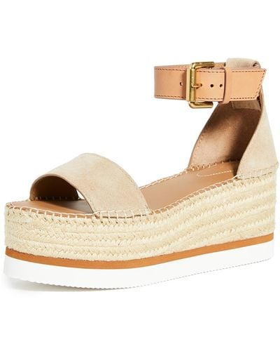 See By Chloé Glyn Leather Flatform Espadrilles - Natural