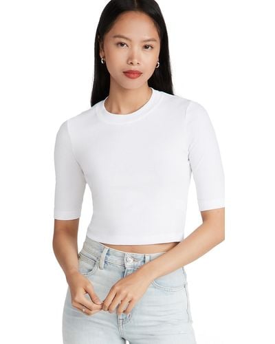 Rosetta Getty Cropped Sleeve T-shirt - White