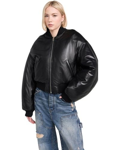 Marc Jacobs Puffy Leather Bomber - Black