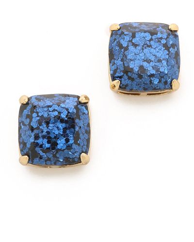 Kate Spade Small Square Stud Earrings - Navy Glitter - Blue