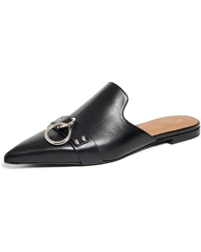 R13 Pointed Toe Slides With Ring - Black