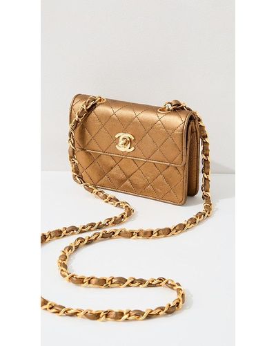 What Goes Around Comes Around Chanel Gold Half Flap Micro Bag - Natural