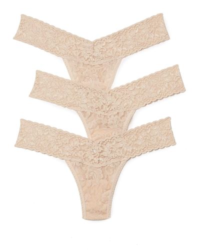 Hanky Panky 3 Pack Signature Lace Low Rise Thong - Natural