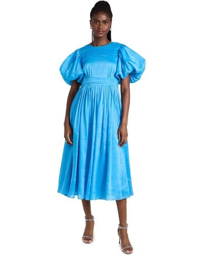 Aje. Sylvia Pintuck Midi Dress - Blue