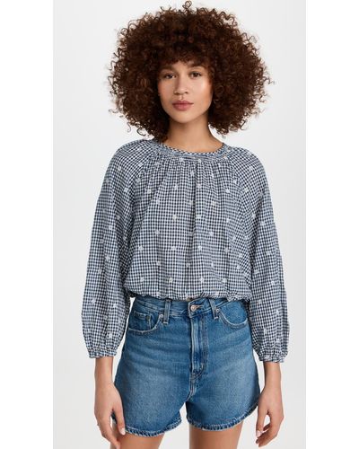 Madewell Embroidered Button Back Shirt - Blue