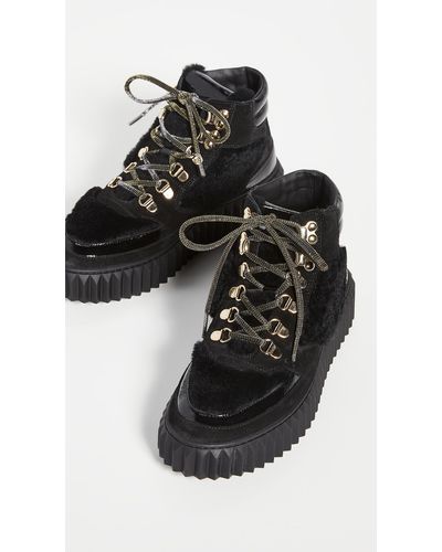 Voile Blanche Eva Shearling Hiker Boots - Black