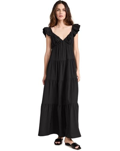 English Factory Ruffle Sleeve Maxi Dress - Black