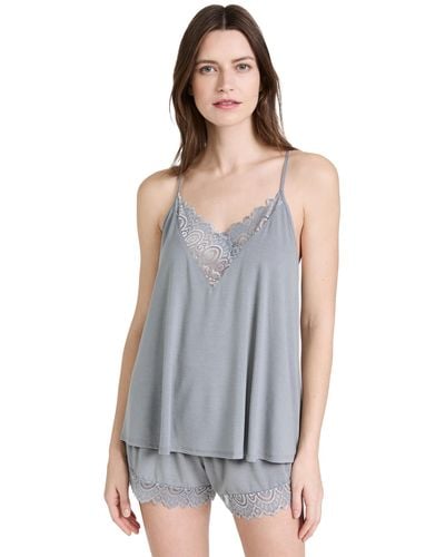Flora Nikrooz Floretta Ii Knit Cami Pajama Set With Lace Trim - Gray