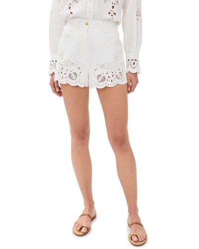FARM Rio Richilieu Embroidered Shorts - White
