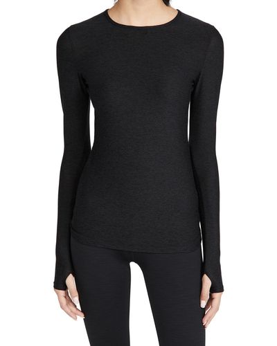 Beyond Yoga Classic Crew Pullover W/ Thumbholes in Blue