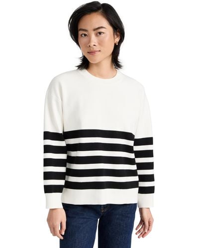English Factory Engish Factory Stripe Round Neck Sweater Ivory/back - Black