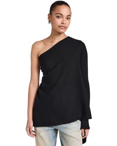 Marques'Almeida Arque Aleida Erino Wool One Houlder Weater - Black
