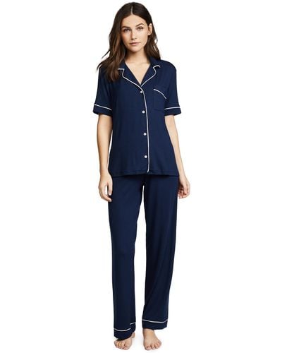 Eberjey Gisele Two-piece Short Sleeve & Pant Pajama Sleepwear Set - Black