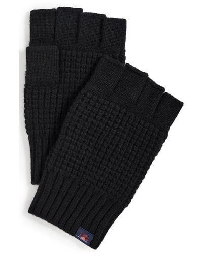 Faherty Waffle Fingerless Gloves - Black