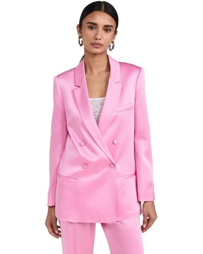 LAPOINTE Doubleface Satin Boxy Double Breasted Blazer - Pink