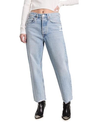 Agolde 90s Crop Mid Rise Straight Jeans - Blue